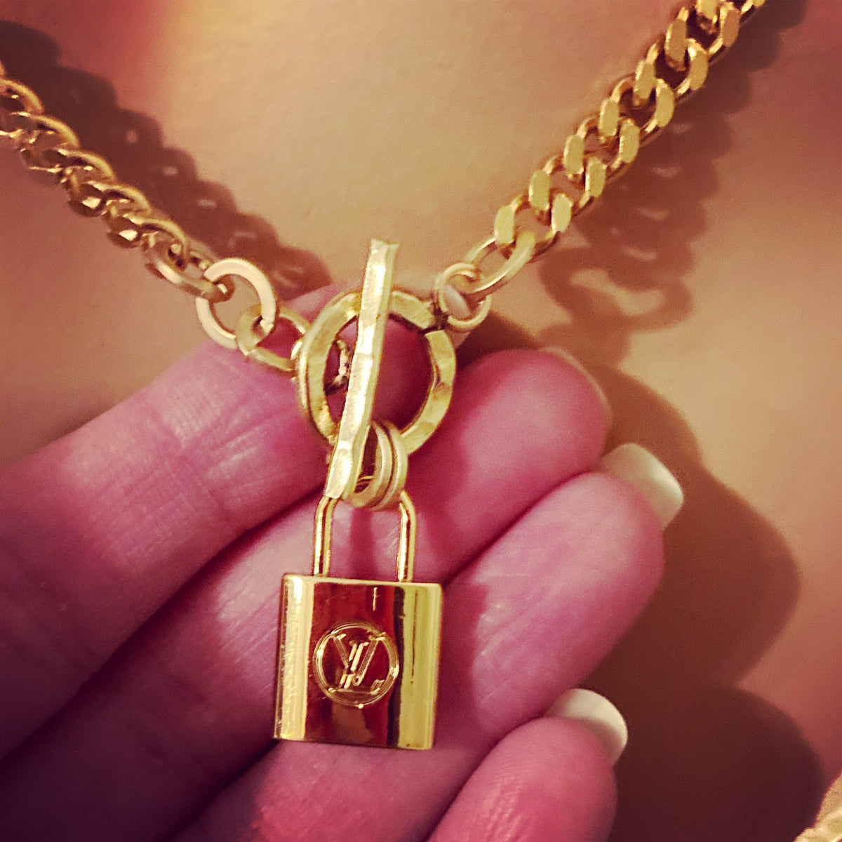 Louis Vuitton Chain Necklace Lock Gold Chain