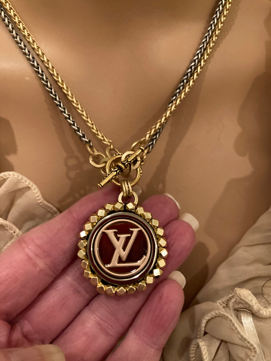 LV Louis Vuitton Button Necklace — Blue Blood Metal
