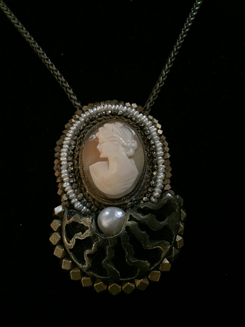 French Cameo Fossil Necklace