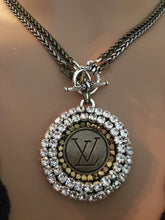 1” Louis V Button Bling Necklace - Wear Long or Short