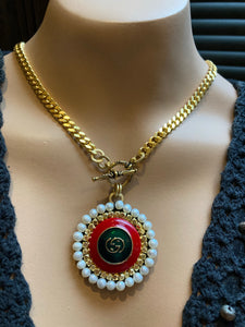 Vintage Gucci GG Button Necklace