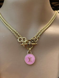 Vintage Reworked Louis Vuitton Charm Keychain All Gold Gems on LV