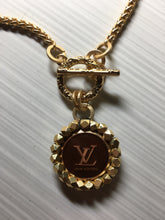1” Louis V Brown & Gold Button Necklace