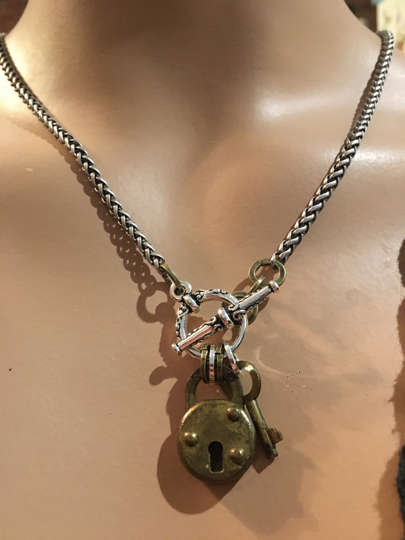 Tiny Vintage Lock & Key Necklace